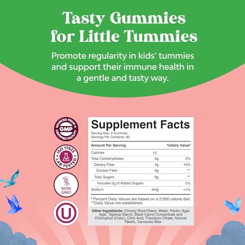 Natures Craft High Prebiotic Fiber Gummies for Kids - Dietary Fiber Supplements for Digestion & Constipation - Chicory Root Kids Immune Gummies - Non-GMO & Vegan Digestive Nutritional Supplements - 120 Count - Image 2