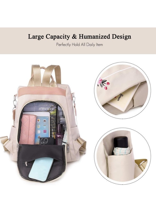Women's Anti-theft Backpack, Ladies Large Capacity Nylon School Bag Back Bag Book Bag Shoulder Bag, Girls and College Students Waterproof Handbag Side Bag Sling Bag for Campus Shopping - Image 3