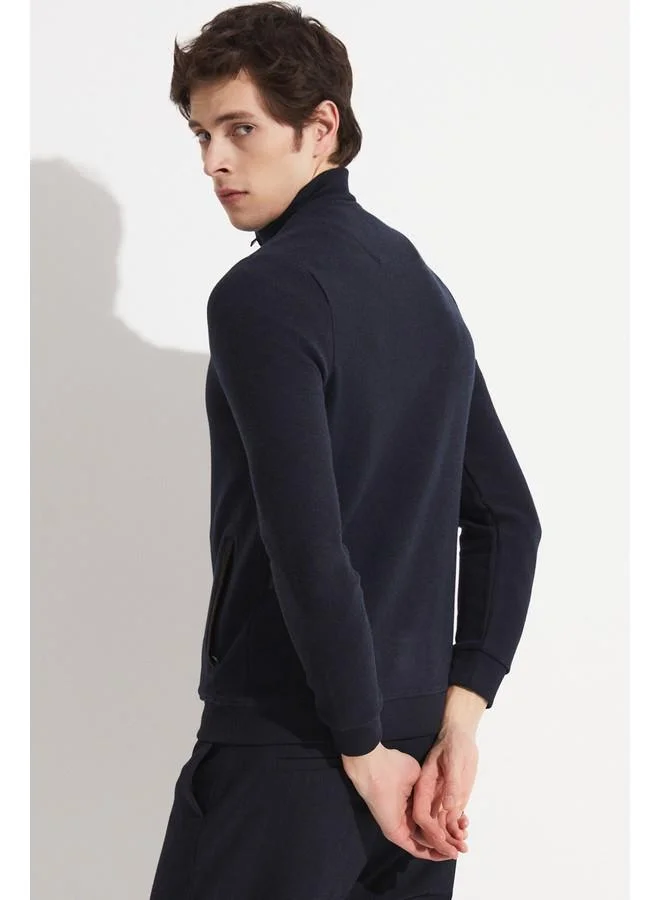 JUNE June Exclusive Men Zippered Sweatshirt Navy