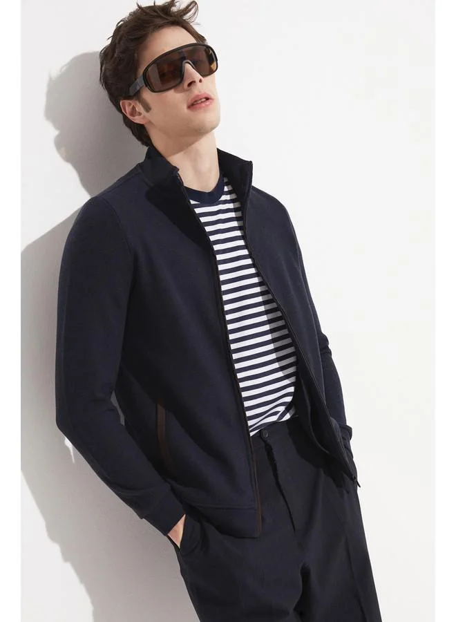 JUNE June Exclusive Men Zippered Sweatshirt Navy