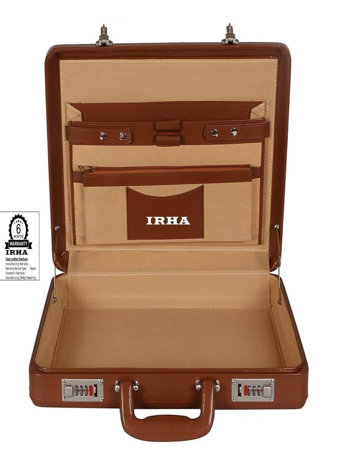IRHA Faux Leather Briefcase Bag File bag with Combo digit Locking Features and inner Mesh Pocket Medium Briefcase - For Men & Women (TAN) - Image 3