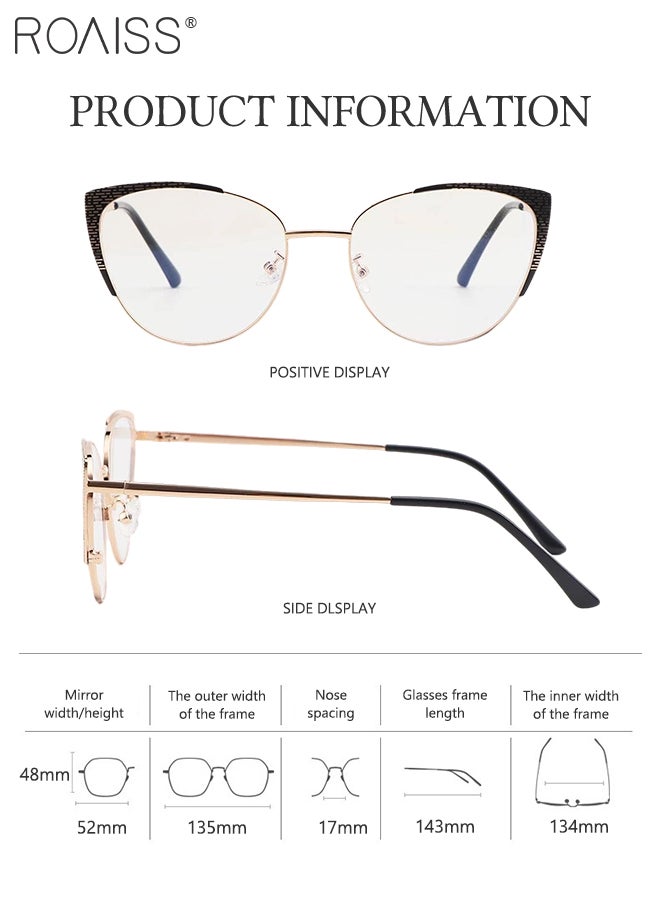 roaiss Women's Blue Light Blocking Glasses Blue Light Filter Computer Reading Gaming TV Phones Cat Eye Eyeglasses Fashion Anti Eyestrain Headache Eyewear Black Gold 52mm  - Image 4