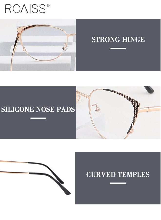 roaiss Women's Blue Light Blocking Glasses Blue Light Filter Computer Reading Gaming TV Phones Cat Eye Eyeglasses Fashion Anti Eyestrain Headache Eyewear Black Gold 52mm  - Image 5