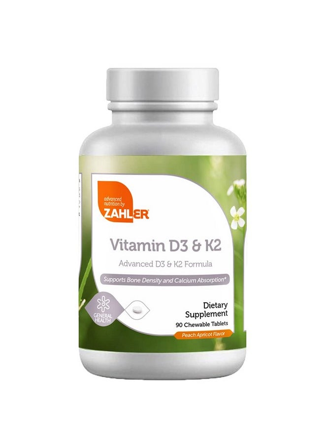 Zahler - Chewable Vitamin D3 & K2 Great Tasting Chewable Vitamin D3 With K2 5000Iu Certified Kosher 90 Chewable Tablets - Image 1