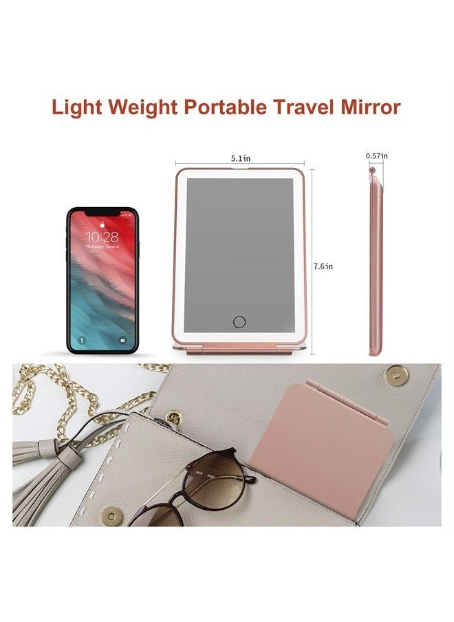 FUNTOUCH Rechargeable Makeup Vanity Mirror with 72 Led Lights, Lighted Travel Portable Light up Beauty Mirror, 3 Color Lighting, Dimmable Touch Screen, Tabletop Desk LED Foldable Cosmetic Mirror with Lights  - Image 5