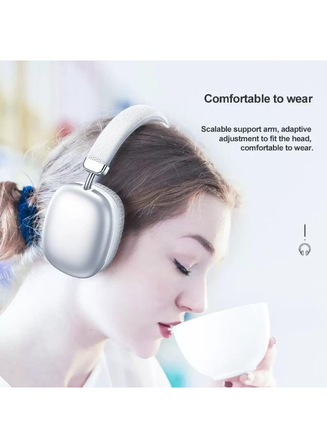 Generic Silver Wireless Over-Ear Bluetooth 5.4 Headphones - 40MM Hi-Fi Sound, 30H Playtime, Multi-Mode (AUX/TF/FM), 7.68x6.7x3.15"  - Image 2