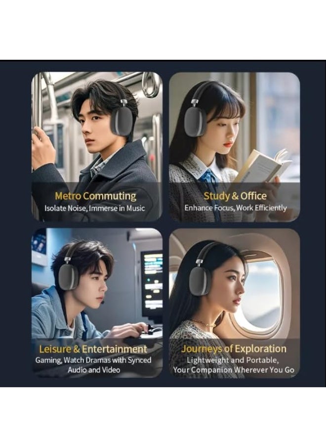 Generic Silver Wireless Over-Ear Bluetooth 5.4 Headphones - 40MM Hi-Fi Sound, 30H Playtime, Multi-Mode (AUX/TF/FM), 7.68x6.7x3.15"  - Image 4