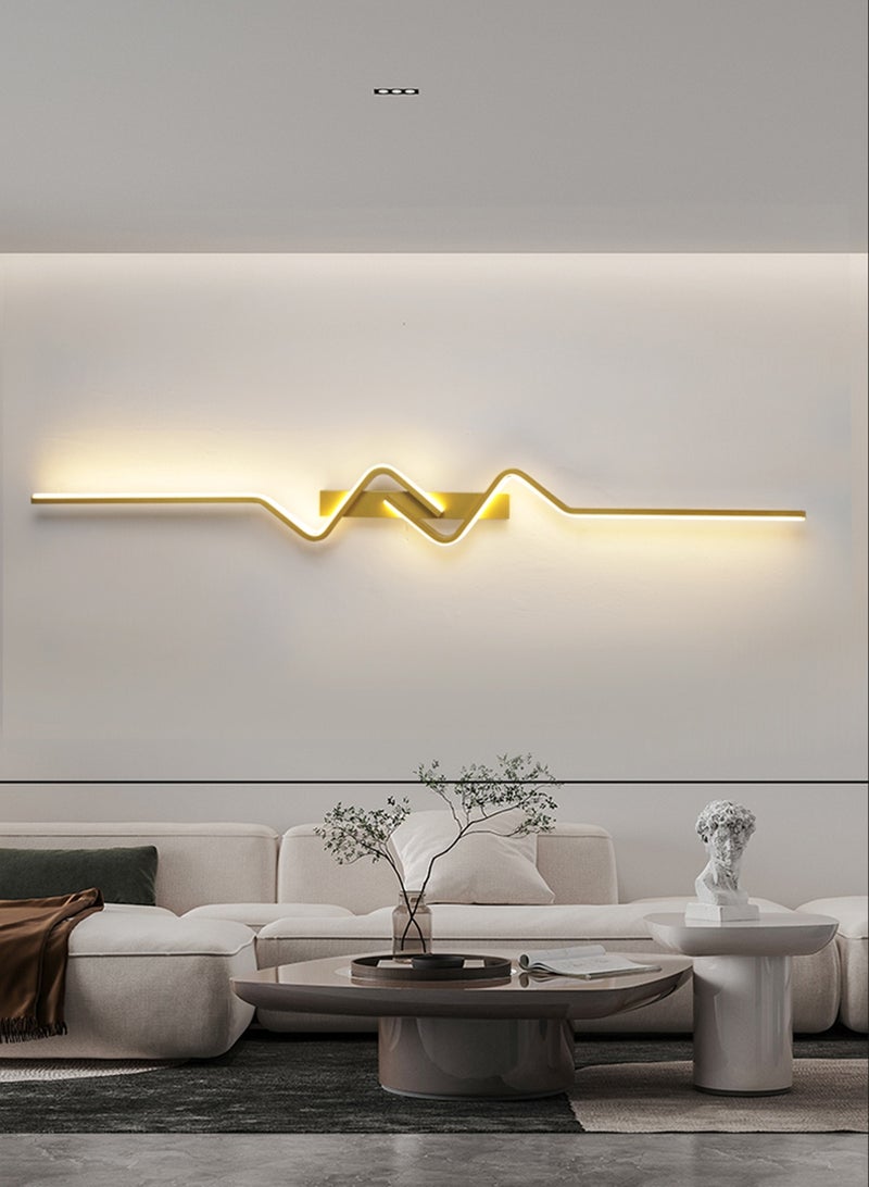 LOOPITYS Wall lamp，bracket light (120cm, gold, three color temperature 3000K-6000K adjustable) LED wall lamp Simple bedroom bedside wall lamp Living room TV sofa Home decoration background wall lamp - Image 2