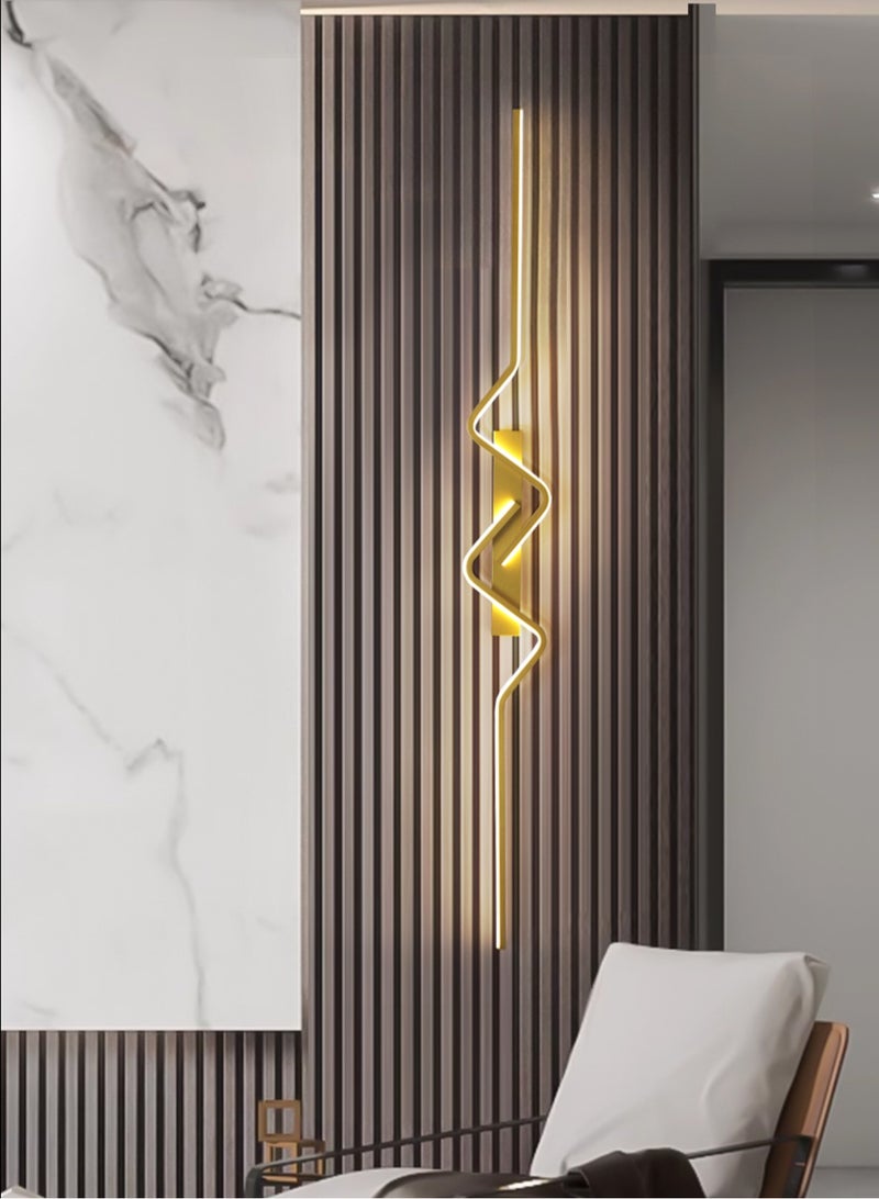 LOOPITYS Wall lamp，bracket light (120cm, gold, three color temperature 3000K-6000K adjustable) LED wall lamp Simple bedroom bedside wall lamp Living room TV sofa Home decoration background wall lamp - Image 1