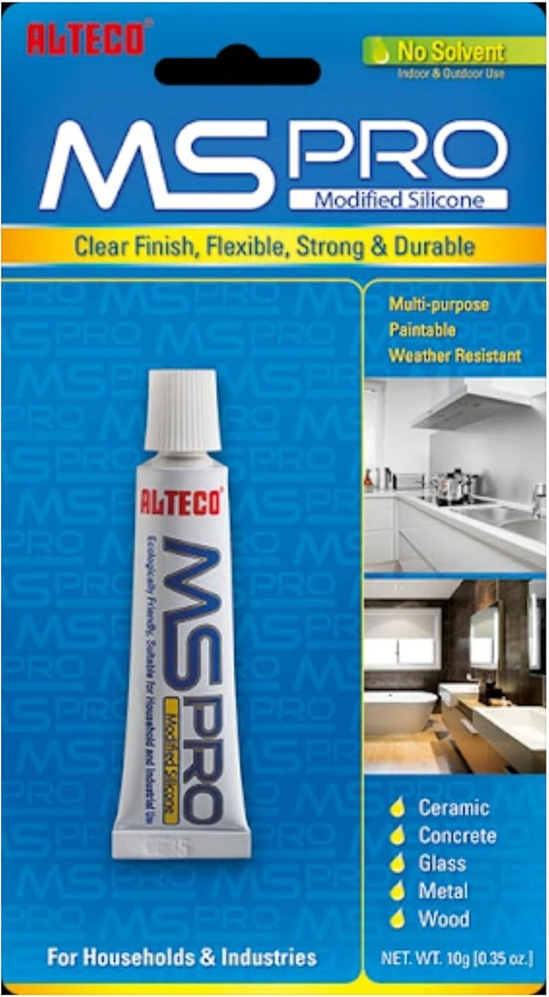 ALTECO Hasanat Essentials Alteco HE-MSPRO – Clear Elastic Adhesive Sealant, Fast Curing Multi-Purpose Glue, Waterproof & Weather Resistant 10g - Image 1
