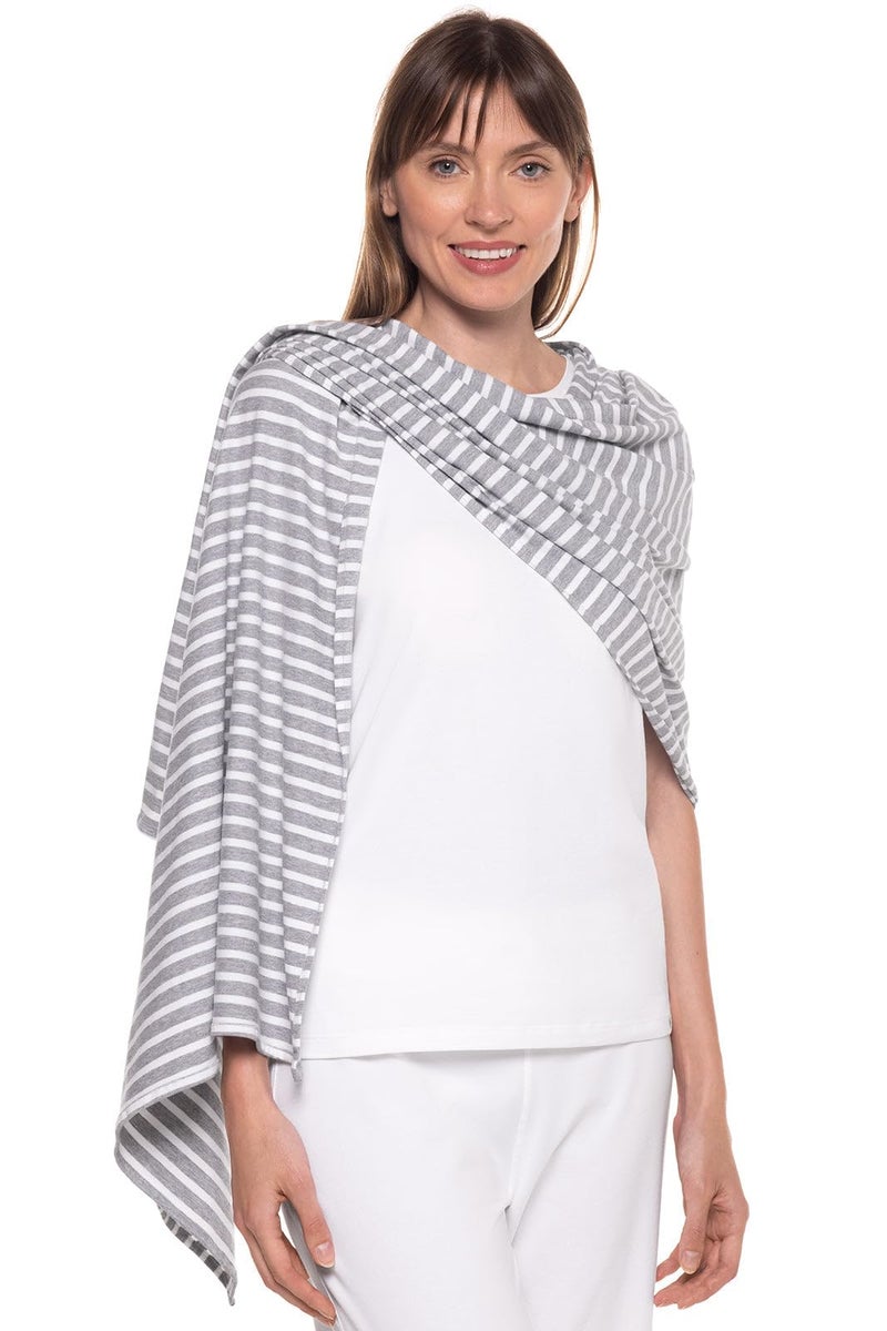 Coolibar Beach Shawl - UPF 50+ Sun Protection - Sanibel in Grey/White Stripe - Image 5