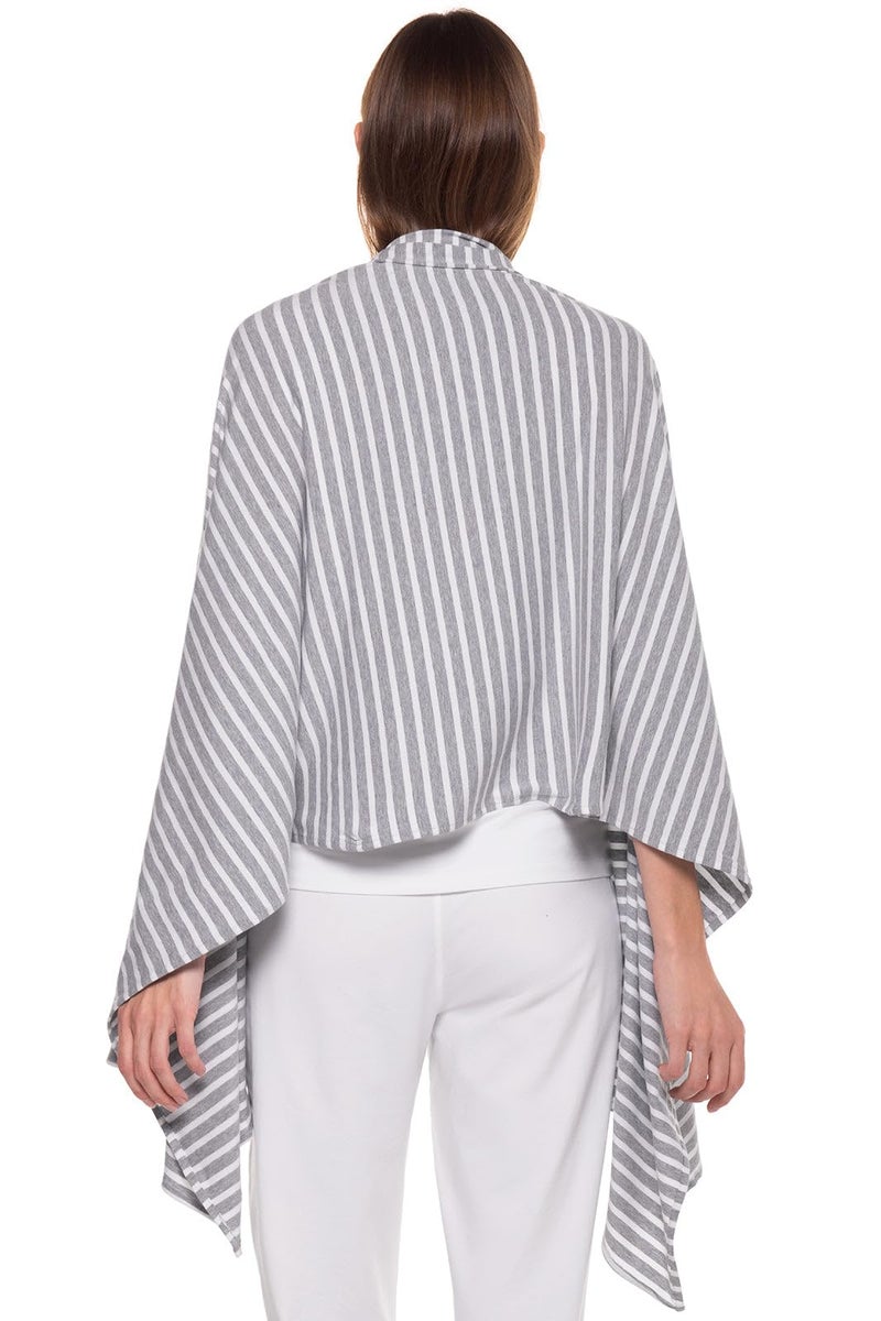 Coolibar Beach Shawl - UPF 50+ Sun Protection - Sanibel in Grey/White Stripe - Image 2