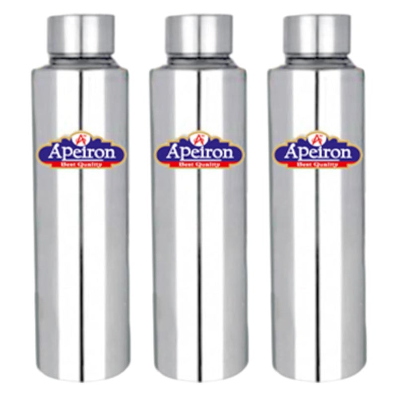 Apeiron Stainless Steel Fridge Bottle 1000ml Silver Leak Proof Pack of 3 - Image 2