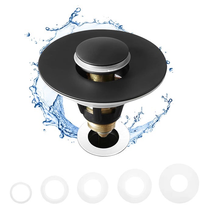 BATHROOM SINK STOPPER 11177 INCH BASIN POP UP BLACK SINK DRAIN STOPPER ANTI CLOGGING DRAIN PLUG WITH DETACHABLE HAIR CATCHER
