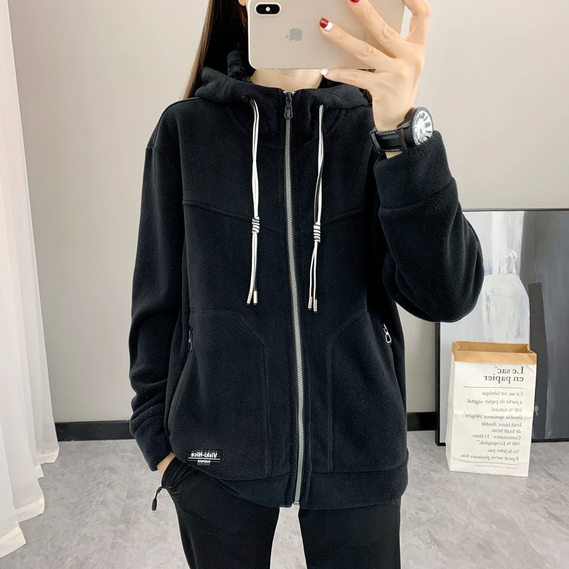 Ollie Fleece Fleece Coat Women'S Winter Couple'S Warm Top Fleece-Lined Thickened Hooded Fleece Coat Men'S Sweatshirt - Image 5