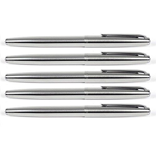 Gullor 5 PCS Stainless Steel EF Nib Classic Fountain Pens Set with Ink Converters - Image 1