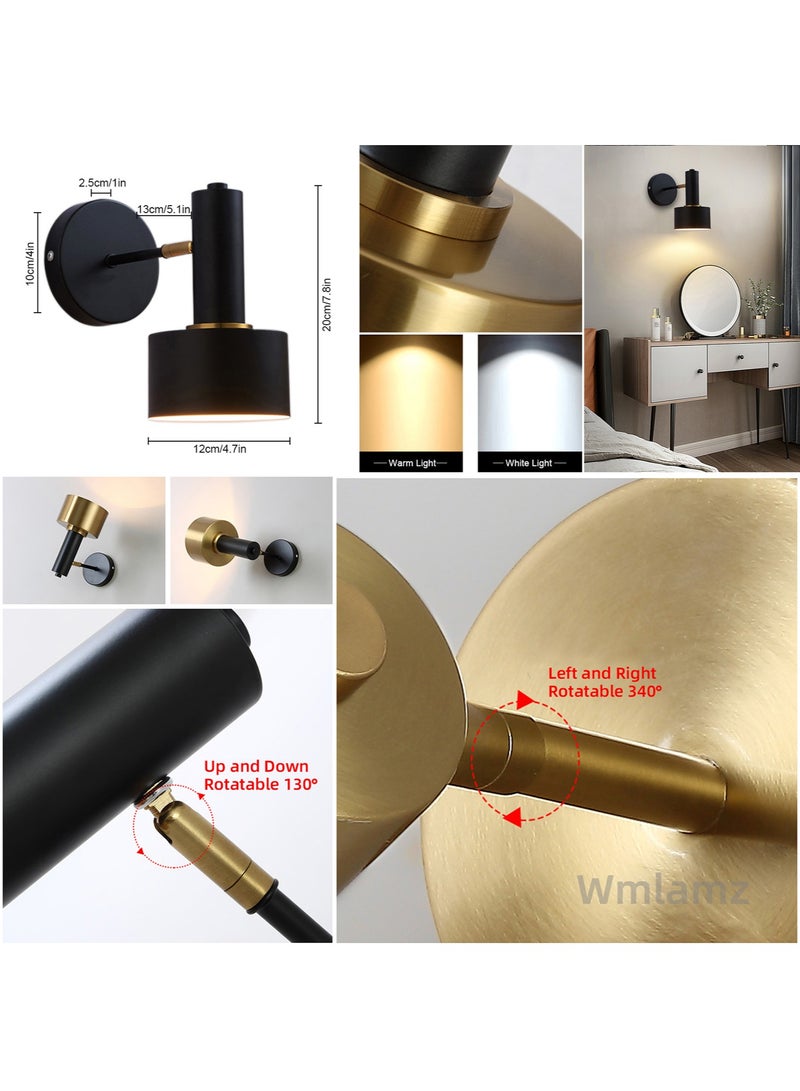 Wmlamz Pack of 2 Wireless battery power Fashion Wall Lighting with Remote, Study Porch Staircase Bedroom Smart No Wiring Wall Sconce - Image 5