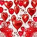 Douvelue Red Heart Balloons Set 30Pcs Heart Shaped Balloons and 50Pcs Red Hanging Streamer for Valentines Decorations Proposal Wedding Party - Image 3