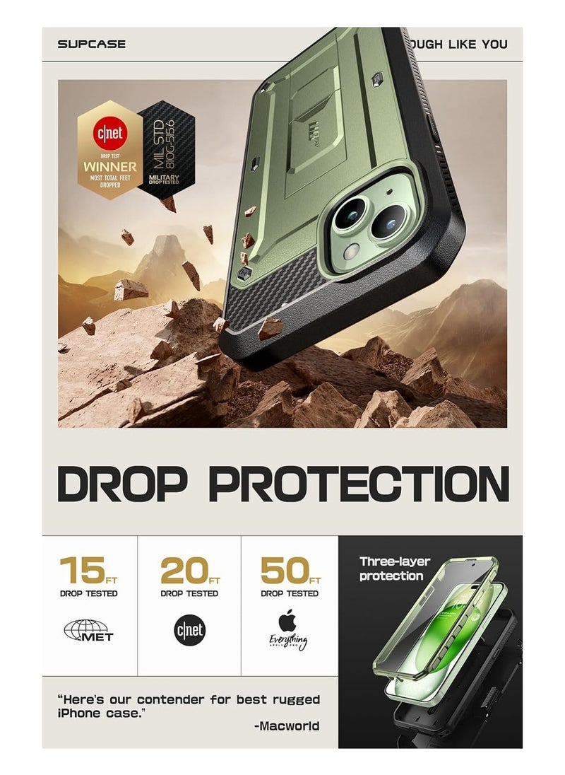 SupCase - iPhone 15 Unicorn Beetle Pro Case 6.1 Built in Screen Protector & Kickstand & Belt Clip Heavy Duty Rugged Case Guldan - Image 1