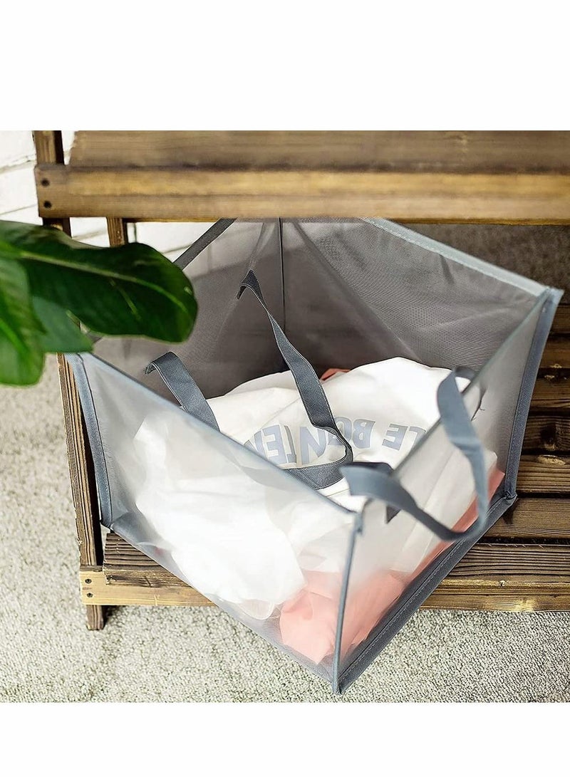 Y&D Mesh Popup Laundry Hamper,With Handles,Portable and Collapsible Basket,Used for Room,Student Dormitory or Travel Storag (Gray, Single-Layer) - Image 2