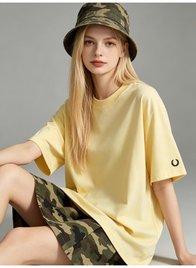 فريد بيري With LOGO, men and women with the same 260g soft cotton comfortable T-shirt round neck soft casual Joker short-sleeved shirt. - Image 1
