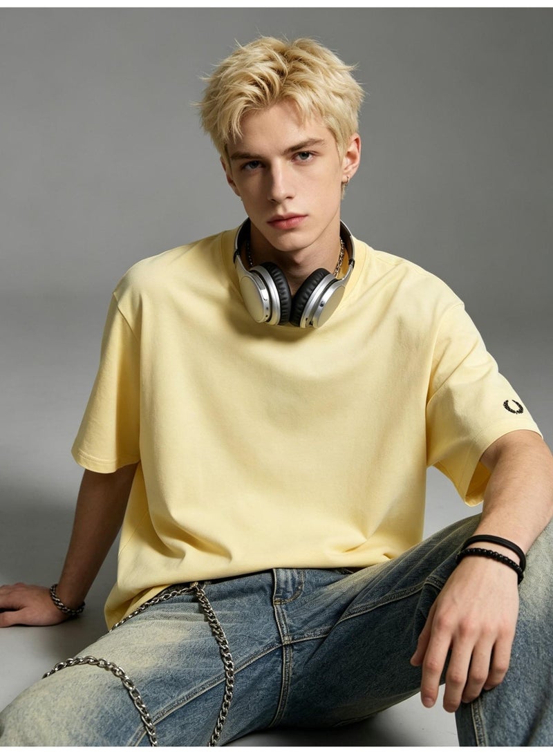 فريد بيري With LOGO, men and women with the same 260g soft cotton comfortable T-shirt round neck soft casual Joker short-sleeved shirt. - Image 2