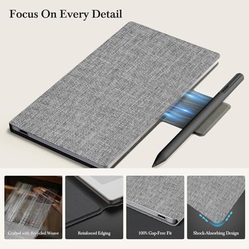 Ayotu Case for Remarkable Paper Pro Move 7.3", 1:1 Fit Smart Cover Book Folio with Auto Wake/Sleep | Premuin Fabric Cover | Microfiber Lining | Strong Magnet (Textile Gray) - Image 2