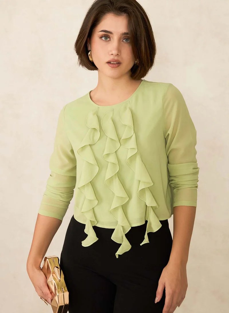 Virgio VIRGIO Georgette Vertical Ruffle Detail Top