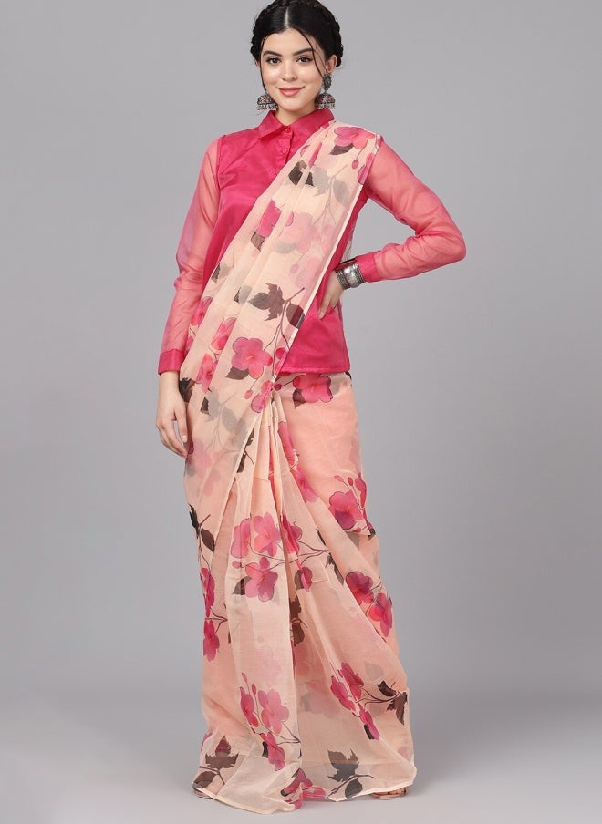 أيه كيه إس ساري أورجانزا بطبعة زهور للنساء - Image 1