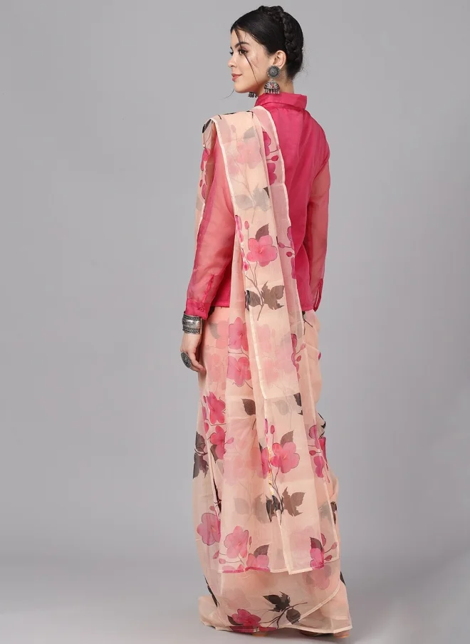 أيه كيه إس ساري أورجانزا بطبعة زهور للنساء