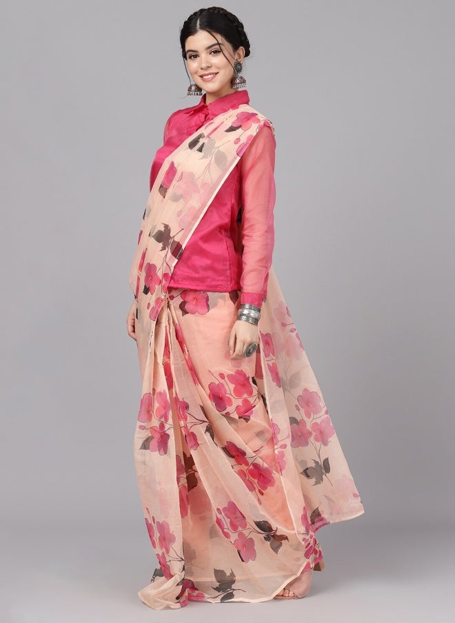 أيه كيه إس ساري أورجانزا بطبعة زهور للنساء - Image 3