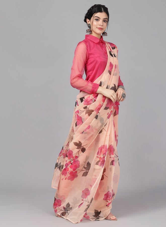 أيه كيه إس ساري أورجانزا بطبعة زهور للنساء - Image 2