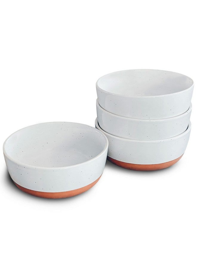 Mora Ceramic Flat Bowls Set of 4-25 oz- For Soup, Salad, Rice, Cereal, Breakfast, Dinner, Serving, Oatmeal, etc - Microwave, Dishwasher and Oven Safe Porcelain Bowl for Eating and Kitchen - Vanilla - Image 1