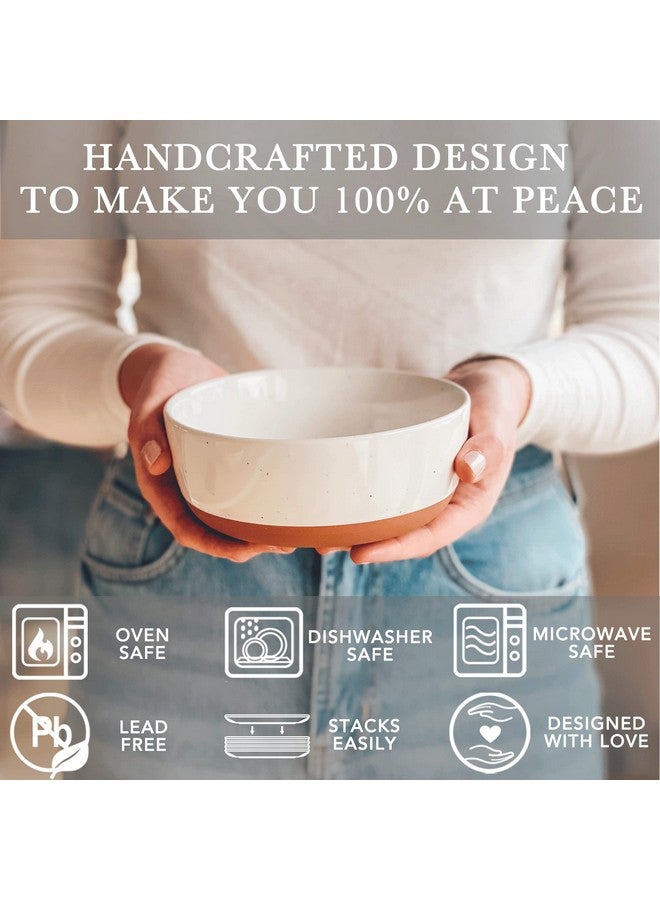 Mora Ceramic Flat Bowls Set of 4-25 oz- For Soup, Salad, Rice, Cereal, Breakfast, Dinner, Serving, Oatmeal, etc - Microwave, Dishwasher and Oven Safe Porcelain Bowl for Eating and Kitchen - Vanilla - Image 3