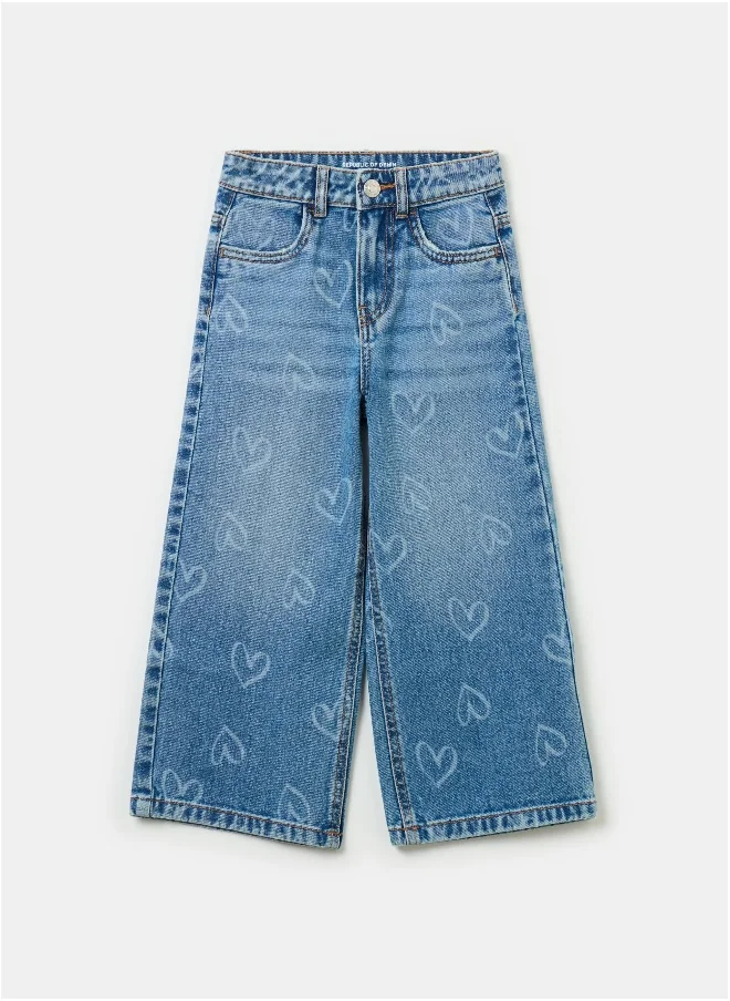 او في اس Wide-leg jeans with hearts print