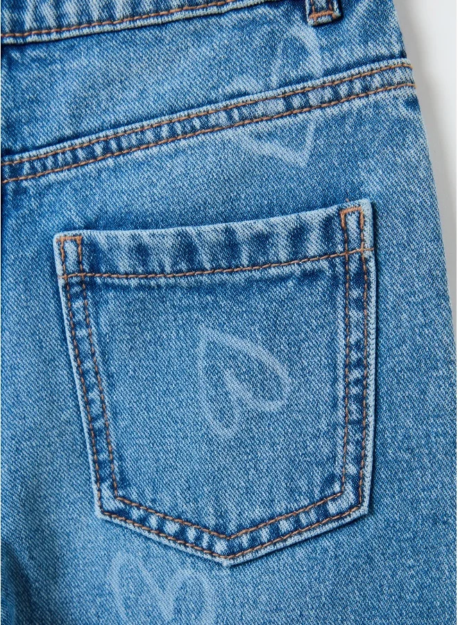 Ovs Wide-leg jeans with hearts print