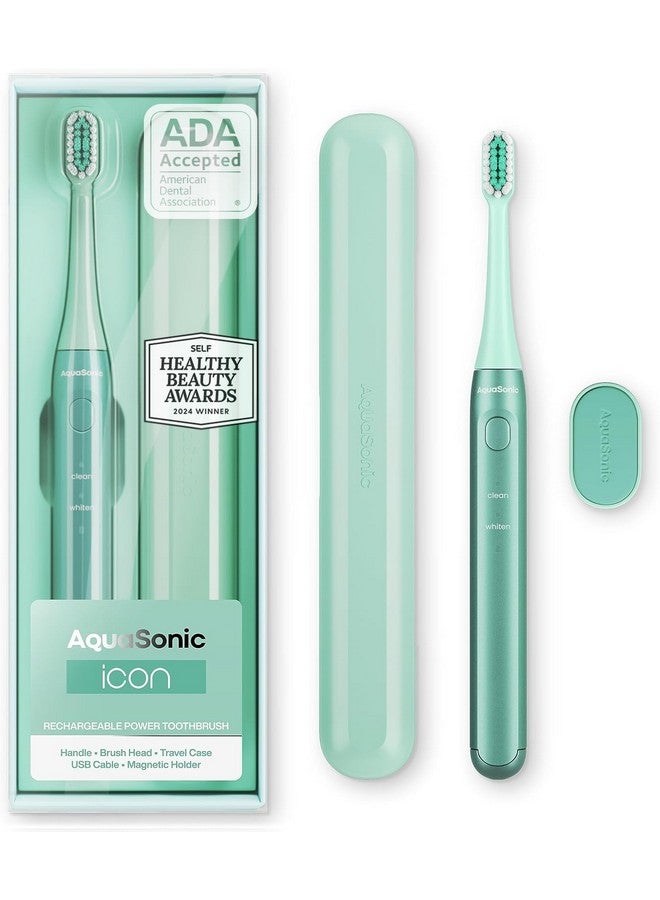 أكوا سونيك فرشاة أسنان أكواسونيك أيكون القابلة لإعادة الشحن والمعتمدة من قِبل جمعية طب الأسنان الأمريكية (ADA) | حامل مغناطيسي وحقيبة سفر رفيعة | وضعان للتنظيف ومؤقتات ذكية | اهتزازات دقيقة لطيفة (لون النعناع) - Image 1