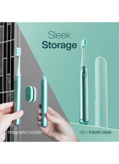 Aquasonic Aquasonic Icon ADA-Accepted Rechargeable Toothbrush | Magnetic Holder & Slim Travel Case | 2 Brushing Modes & Smart Timers | Gentle Micro-Vibrations (Mint)  - Image 4