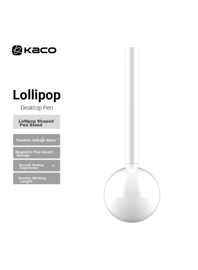 Kaco Non-slip Gel Pen, Stylish 0.5mm Bullet Tip, Black Signature Pen, Water-based Pen, Lollipop Pen, White - Image 1