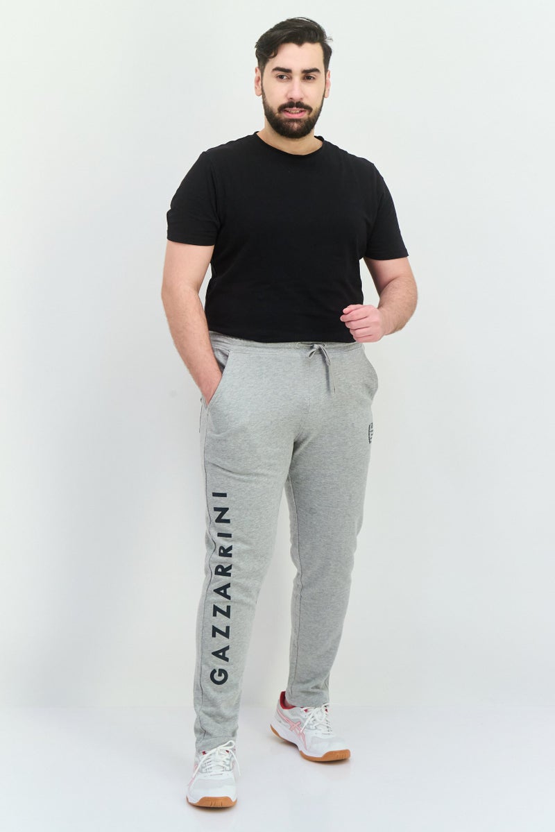 Gazzarrini سروال رياضي للرجال بقصة عادية مع حبل شد، شعار العلامة التجارية، رمادي - Image 4