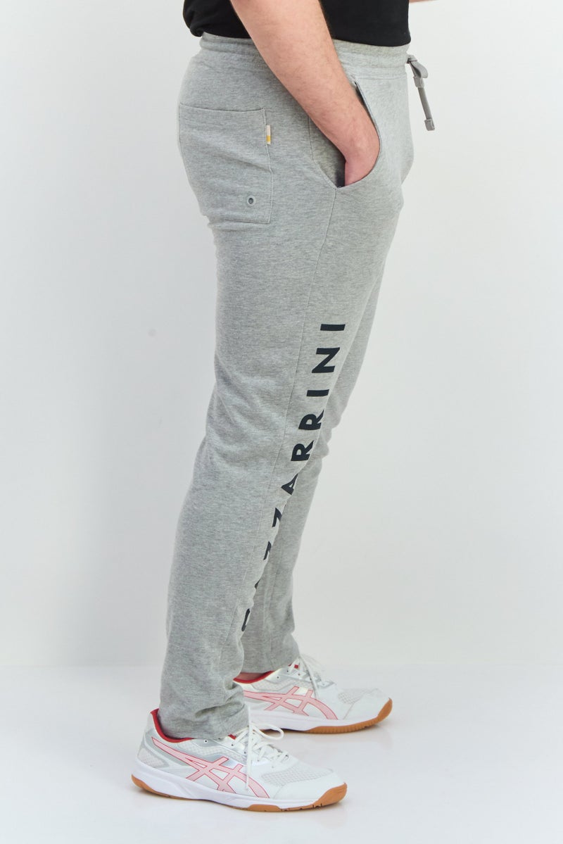 Gazzarrini سروال رياضي للرجال بقصة عادية مع حبل شد، شعار العلامة التجارية، رمادي - Image 2