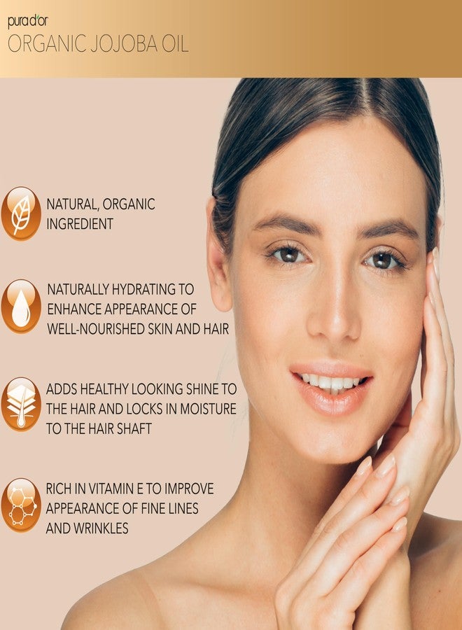 PURA D'OR 4 Oz Organic Jojoba Oil - USDA Certified - 100% Pure & Natural Moisturizer - Cold Pressed, Unrefined, Hexane Free Base Carrier Oil For DIY Skin Care, Hair, Face & Nails - Image 2