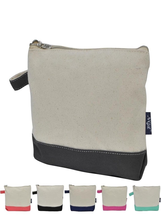 NGIL Jute/Canvas Large Travel DYI Cosmetic Bag Pouch for Women Multipurpose Travel Toiletry Pouch, Personalized Makeup Bag, Best Friend Gift, Bridesmaid Gift Ideas (Jute-Gray) - Image 1