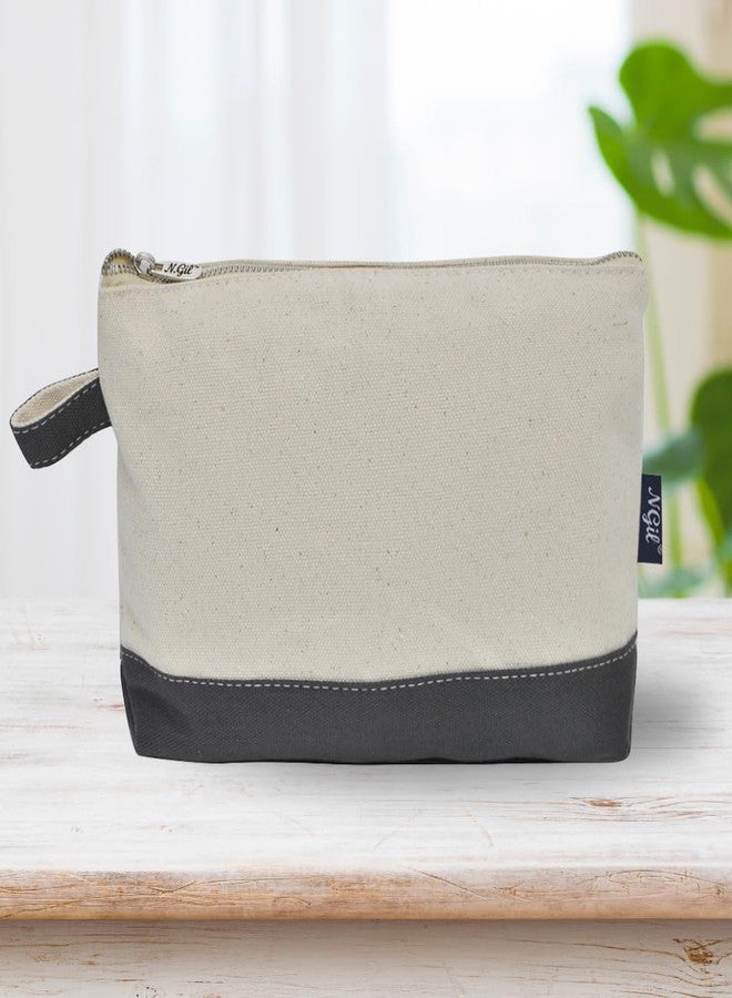 NGIL Jute/Canvas Large Travel DYI Cosmetic Bag Pouch for Women Multipurpose Travel Toiletry Pouch, Personalized Makeup Bag, Best Friend Gift, Bridesmaid Gift Ideas (Jute-Gray) - Image 4