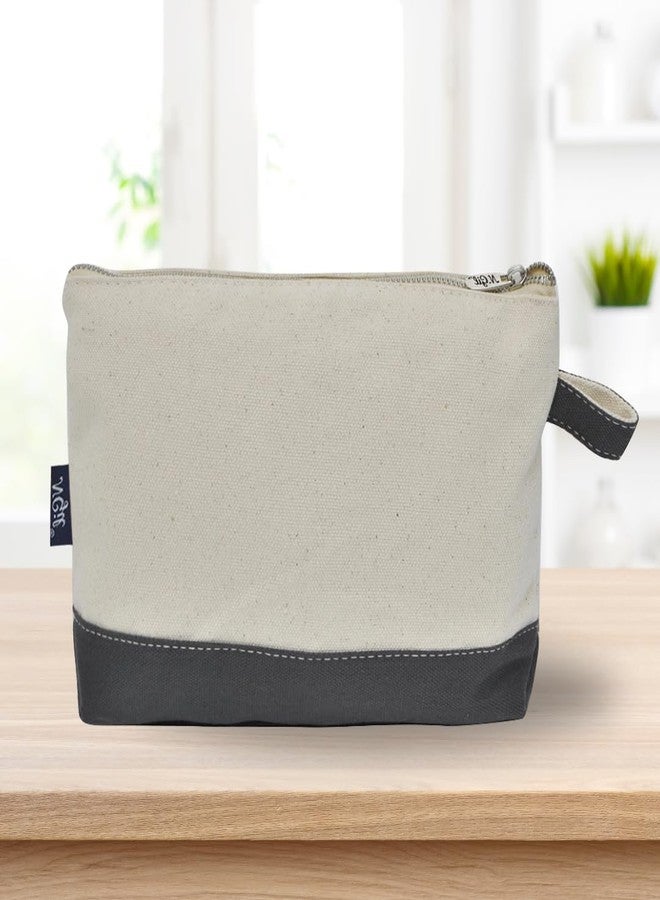 NGIL Jute/Canvas Large Travel DYI Cosmetic Bag Pouch for Women Multipurpose Travel Toiletry Pouch, Personalized Makeup Bag, Best Friend Gift, Bridesmaid Gift Ideas (Jute-Gray) - Image 5