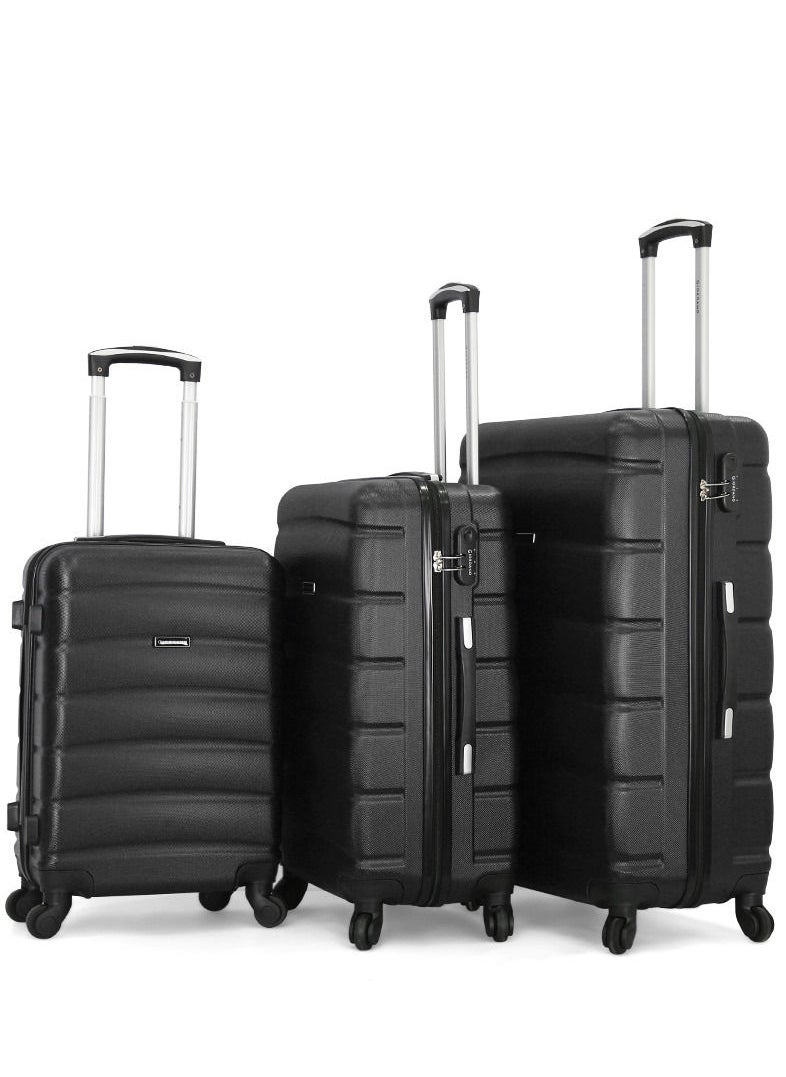 GIORDANO 3-Piece ABS Hardside Spinner Iron Rod Luggage Trolley Set With TSA Lock 20/24/28 Inch black  - Image 1