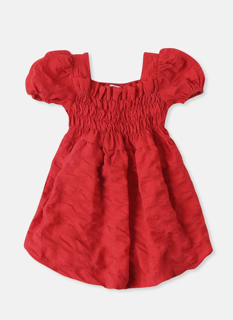 Nautinati Nautinati Girls’ Bubble Crepe Textured Dress with Balloon Hemline