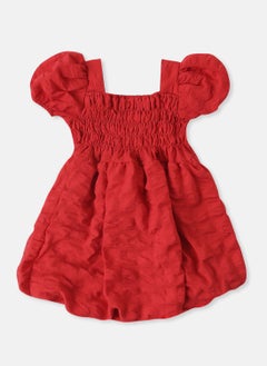 Nautinati Nautinati Girls’ Bubble Crepe Textured Dress with Balloon Hemline  - Image 2