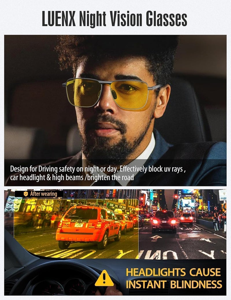 LUENX Rectangular Polarized Aviator Sunglasses for Men Retro Pilot Shades Driving UV400 Protection - Image 3