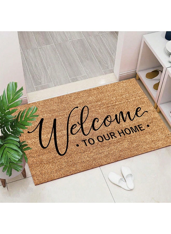 آنا سجادة مدخل عملية مقاومة للأوساخ بمقاس 40*60 سم تحمل شعار "مرحباً" - Image 2